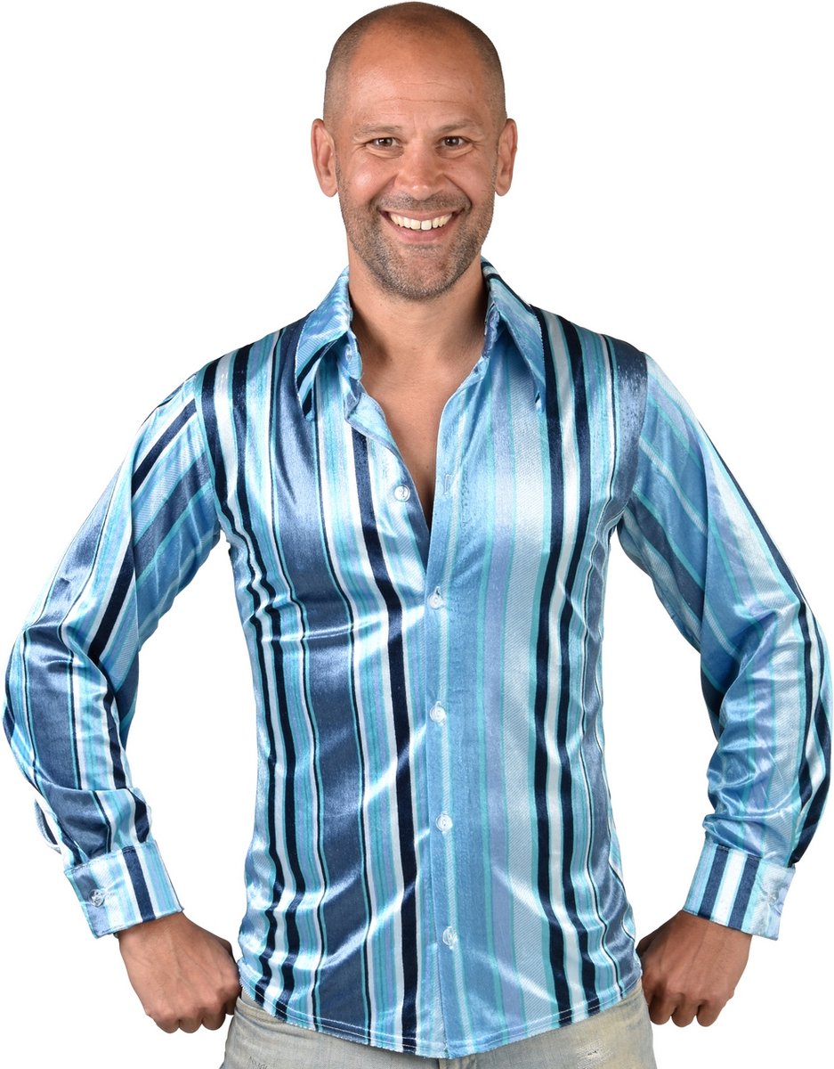 Jaren 70 Blauwe Groovy Blouse Man